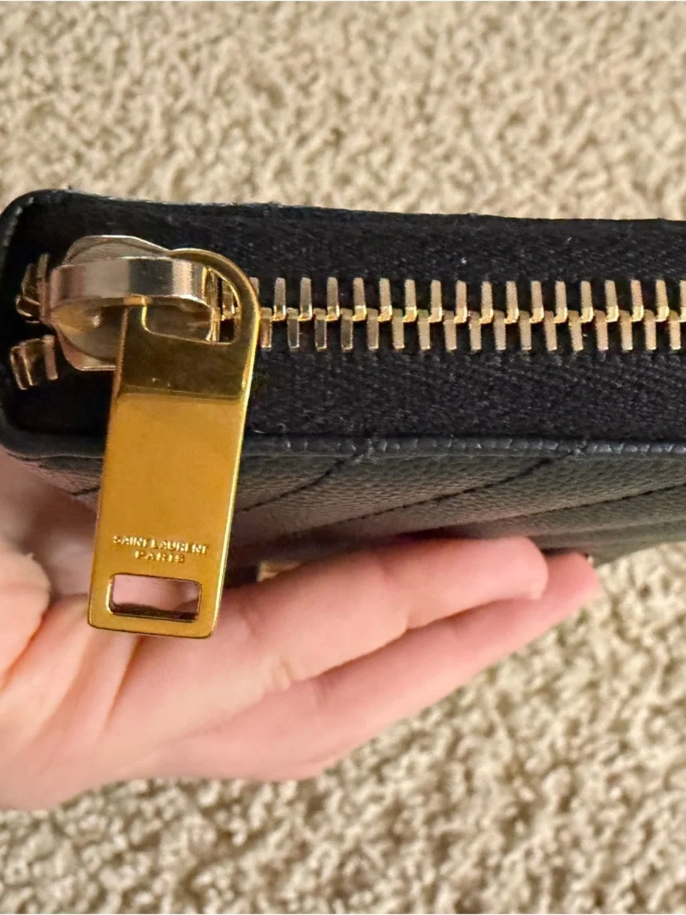 Saint Laurent Monogram Matelasse Leather Zip-Around Wallet
